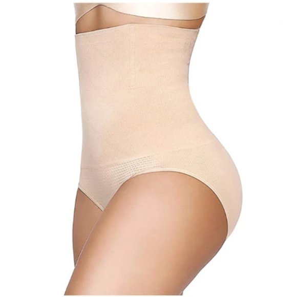 High-Waist Shaping Briefs - Black and Tan - Picture 5 of 6